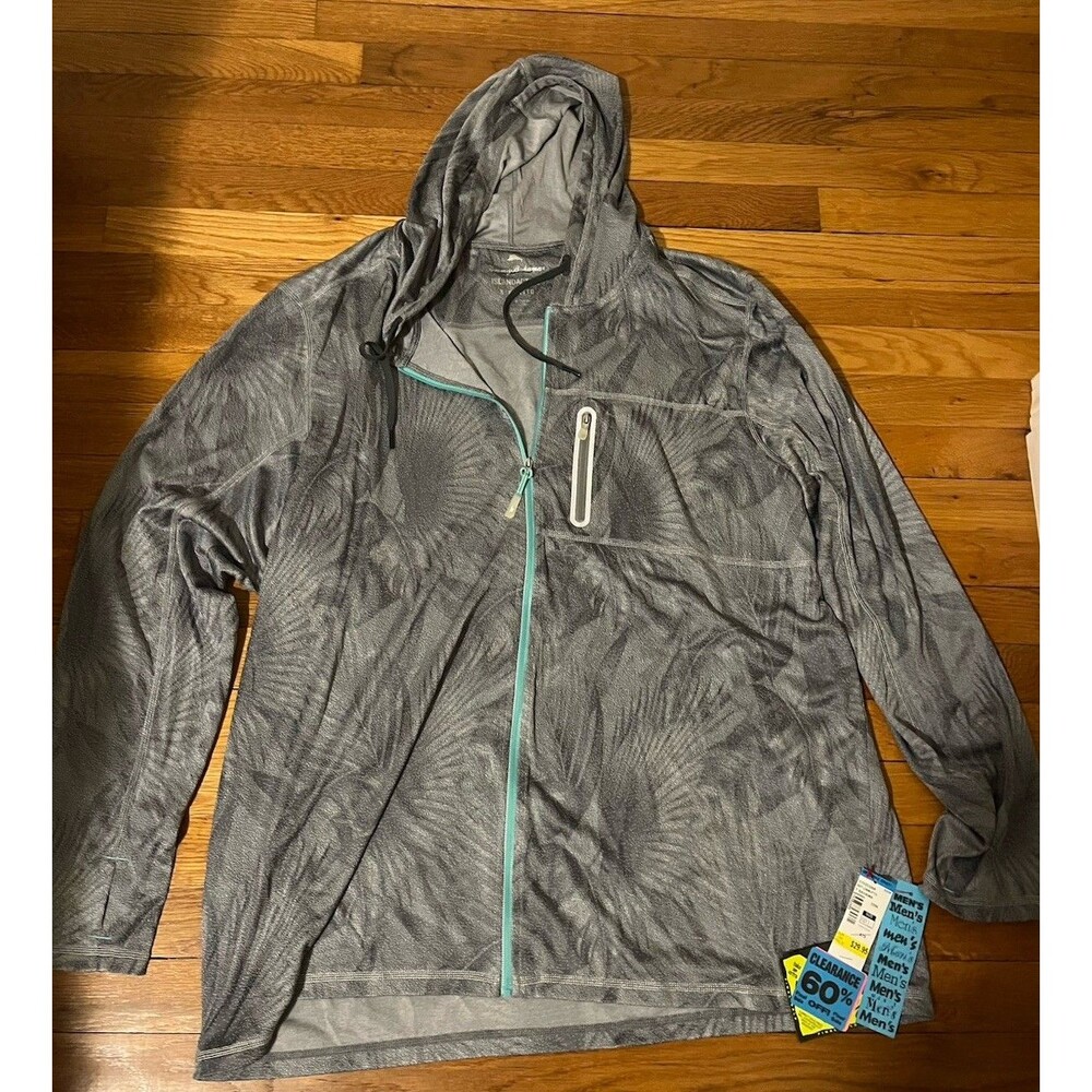 Tommy Bahama IslandActive Men’s XXXL Gray Full Zip Hooded Jacket Zip Pocket